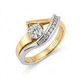 Antique-Inspired Irregular Gold and Silver Zirconia Ring