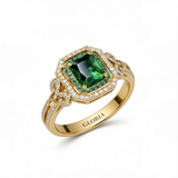 Elegant Golden Emerald Stone Ring