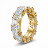 Gold Ring with Sparkling Crystal Inlay