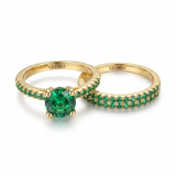 Serena Emerald Duo Ring Set | Gold