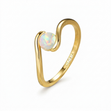 Timeless Round Rainbow White Fire Opal Ring