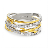Two-Tone Crossover Zirconia Band Ring