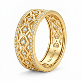 Vintage Hollow Diamond Pattern Gold Ring