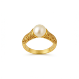 Vintage Pearl Adorned Golden Ring