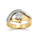 Antique-Inspired Irregular Gold and Silver Zirconia Ring