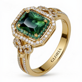 Elegant Golden Emerald Stone Ring