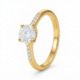 Gold Plated Solitaire Crystal Engagement Ring
