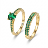 Serena Emerald Duo Ring Set | Gold