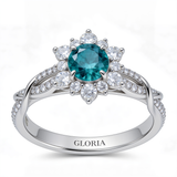 Stunning White Gold Turquoise Floral Ring