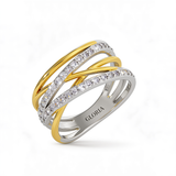 Two-Tone Crossover Zirconia Band Ring