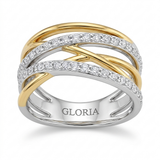 Two Tone Crossover Zirconia Band Ring