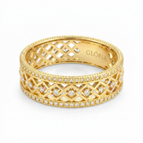 Vintage Hollow Diamond Pattern Gold Ring