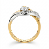 Antique-Inspired Irregular Gold and Silver Zirconia Ring
