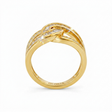 Gold Knotted Crystal Statement Ring
