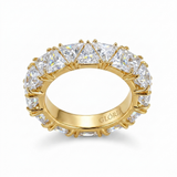Gold Ring with Sparkling Crystal Inlay