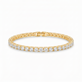 Golden Tennis Bracelet Adorned with Brilliant Crystals