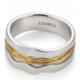 Silver Ring with Golden Thread Design