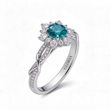 Stunning White Gold Turquoise Floral Ring