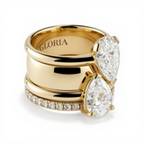 Vintage Double Zirconia Drop Ring