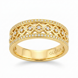 Vintage Hollow Diamond Pattern Gold Ring