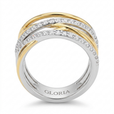 Two Tone Crossover Zirconia Band Ring