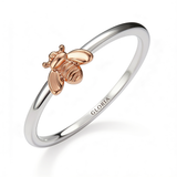 Gold Bee Silver Ring