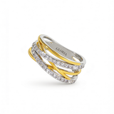 Two-Tone Crossover Zirconia Band Ring