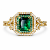 Elegant Golden Emerald Stone Ring