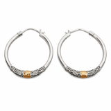 Vintage Silver Carved Pattern Hoop Earrings