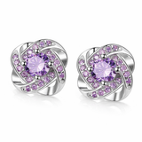 Purple Four-Leaf Clover Earrings