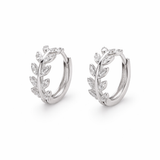 Silver Leaf Hoop Earrings