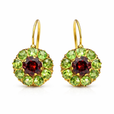 Chic Green and Red Crystal Round Earrings