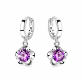 Sterling Silver Purple and White Zircon Earrings