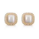 Chic Square Opal and CZ Crystal Stud Earrings
