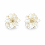 Chic White Acrylic Flower Stud Earrings