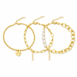 Charming Gold Pearl Bracelet Set