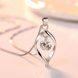 Silver Twisted Drop Pendant Necklace