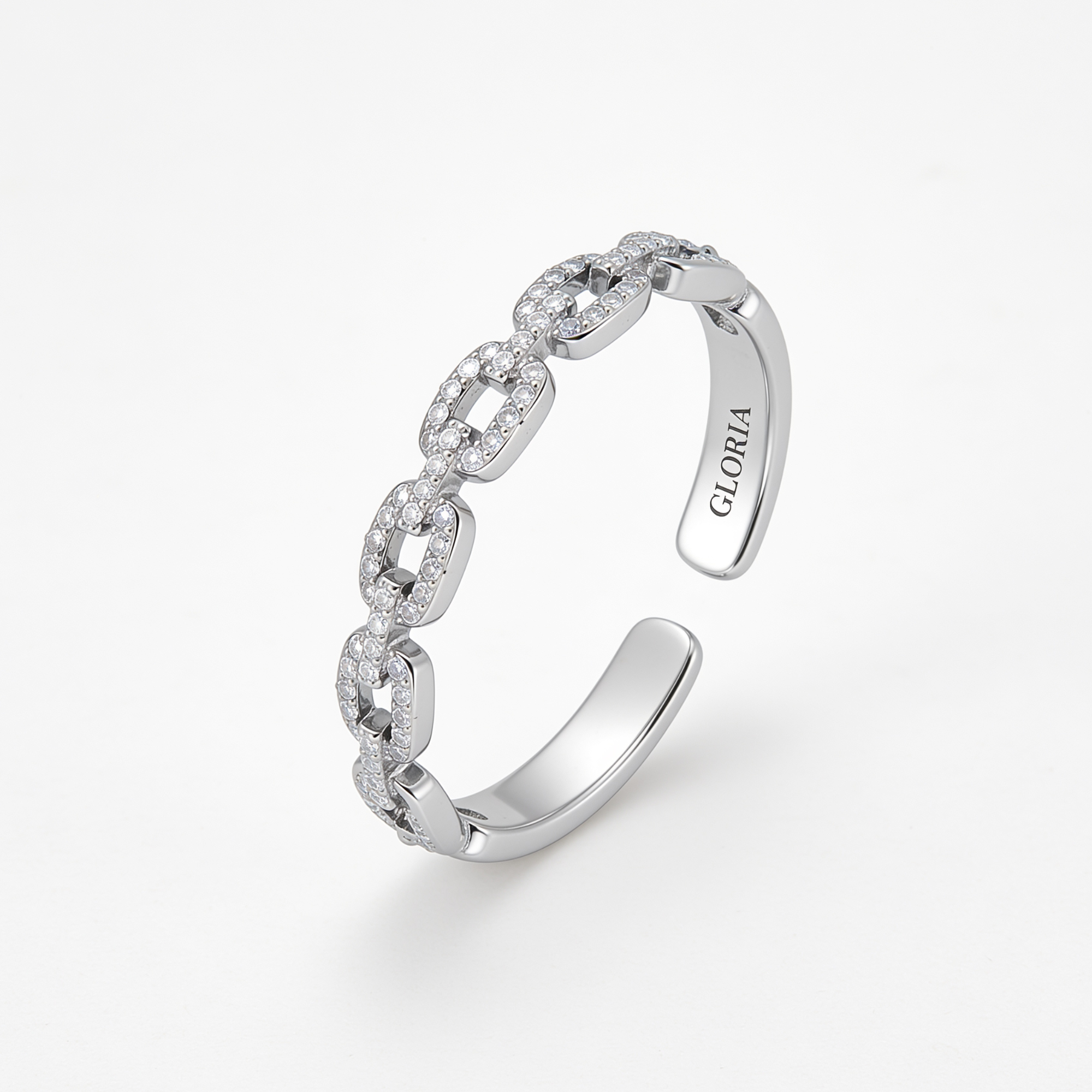 Gold Plated Chain Link Crystal Ring