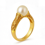 Vintage Pearl Adorned Golden Ring
