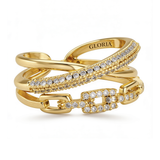 Gold Chain Link Crystal Ring