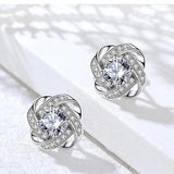 Gold Spiral Floral Crystal Stud Earrings