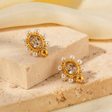 Sophisticated Gold Pearl Earrings