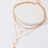 Sophisticated Golden Rose Pendant Necklace Set
