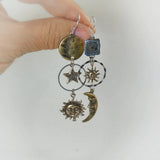 Sun-Moon Pendant Drop Earrings