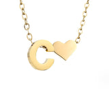Timeless Initial Necklace with Heart Charm