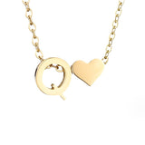 Timeless Initial Necklace with Heart Charm