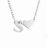 Timeless Initial Necklace with Heart Charm
