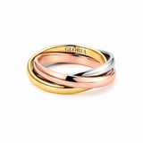 Trinity Interlocking Gold, Silver & Rose Band Ring
